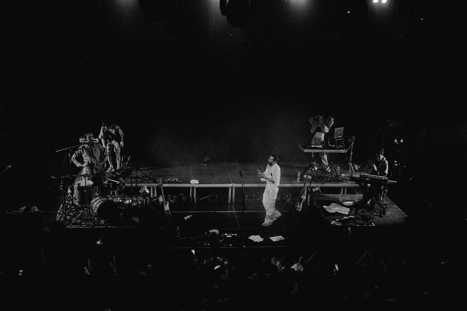 Stas Koroliov live — black-and-white, wide stage view